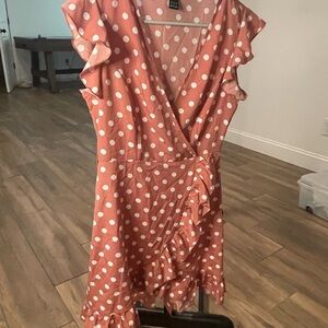 SHEIN mauve Polka Dot Wrap Mini Dress
